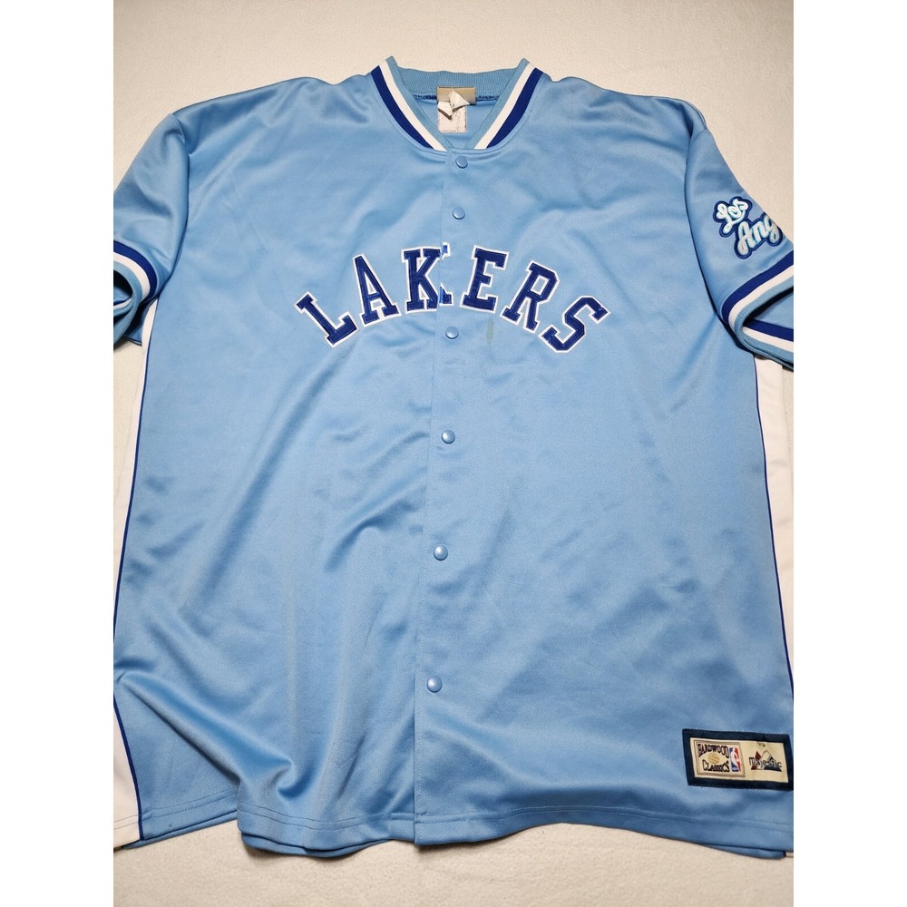 Los Angeles LAKERS MAJESTIC HARDWOOD CLASSICS Throwback Warmup Shirt Mens **3XL